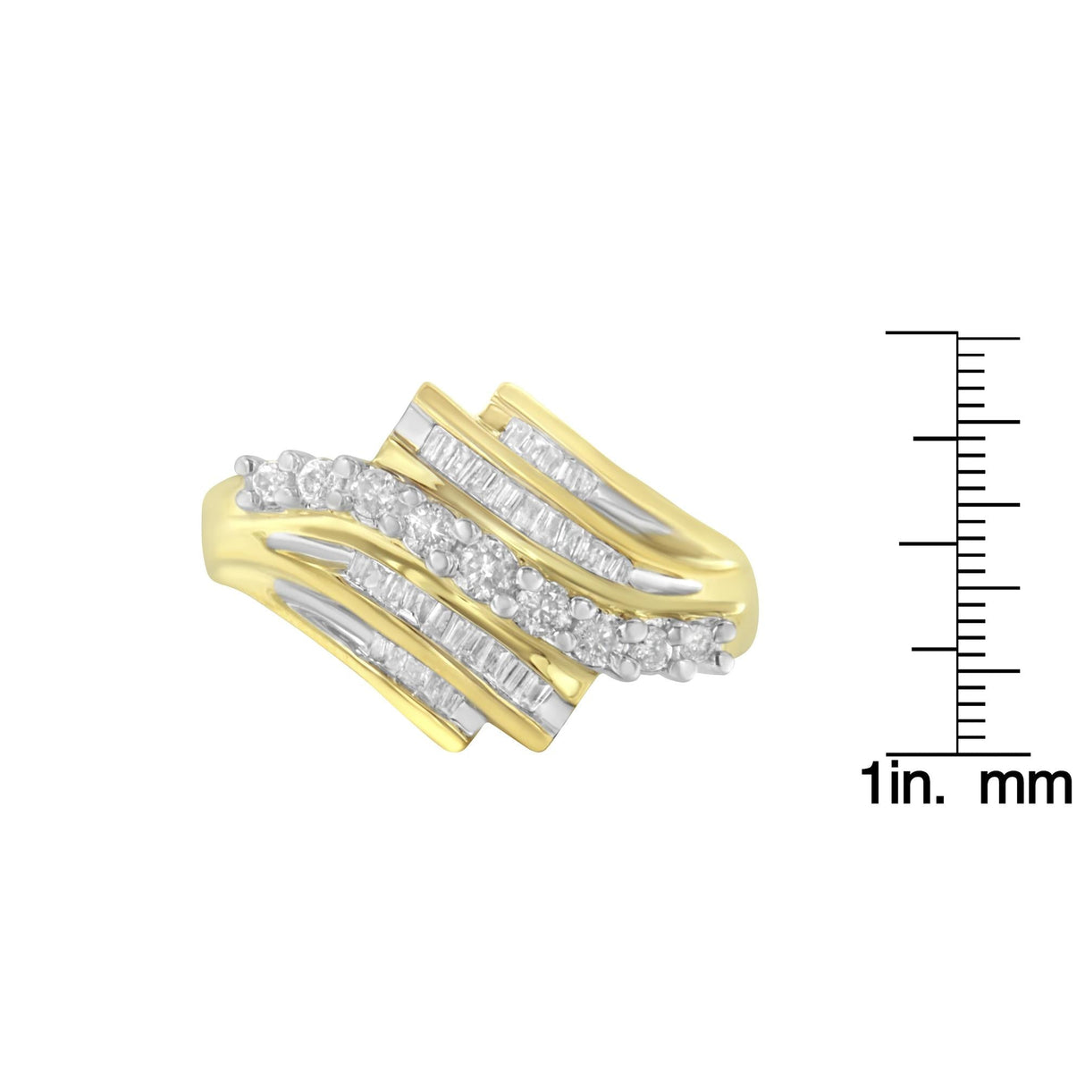 10K Yellow Gold Round and Baguette Diamond-Cut Ring (1/2 Cttw, I-J Color, I1-I2 Clarity) by Haus of Brilliance