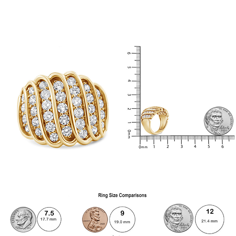 14K Yellow Gold Plated .925 Sterling Silver 2.00 Cttw Diamond Multi Row Band Ring (J-K Color, I1-I2 Clarity) by Haus of Brilliance