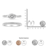 .925 Sterling Silver 1/4 Cttw Diamond Halo and Swirl Engagement Ring and Wedding Band Set (I-J Color, I3 Clarity) by Haus of Brilliance