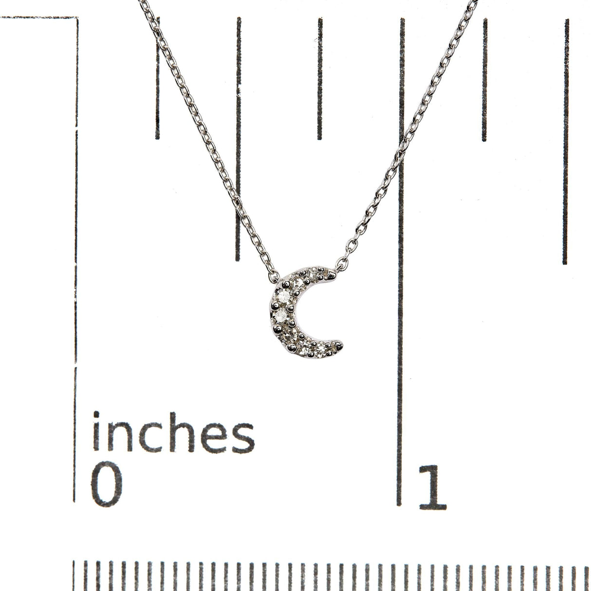 10K White Gold Diamond Accented Crescent Moon Shaped 18" Inch Pendant Necklace (H-I Color, I1-I2 Clarity) by Haus of Brilliance