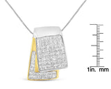 14K White and Yellow Gold 2.0 Cttw Princess Cut Diamond Two Tone Foldover Box Pendant 18” Box Chain Necklace (H-I Color, SI1-SI2 Clarity) by Haus of Brilliance