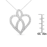 14KT White Gold 1 cttw Diamond Heart Ribbon Pendant Necklace (H-I, I1-I2) by Haus of Brilliance