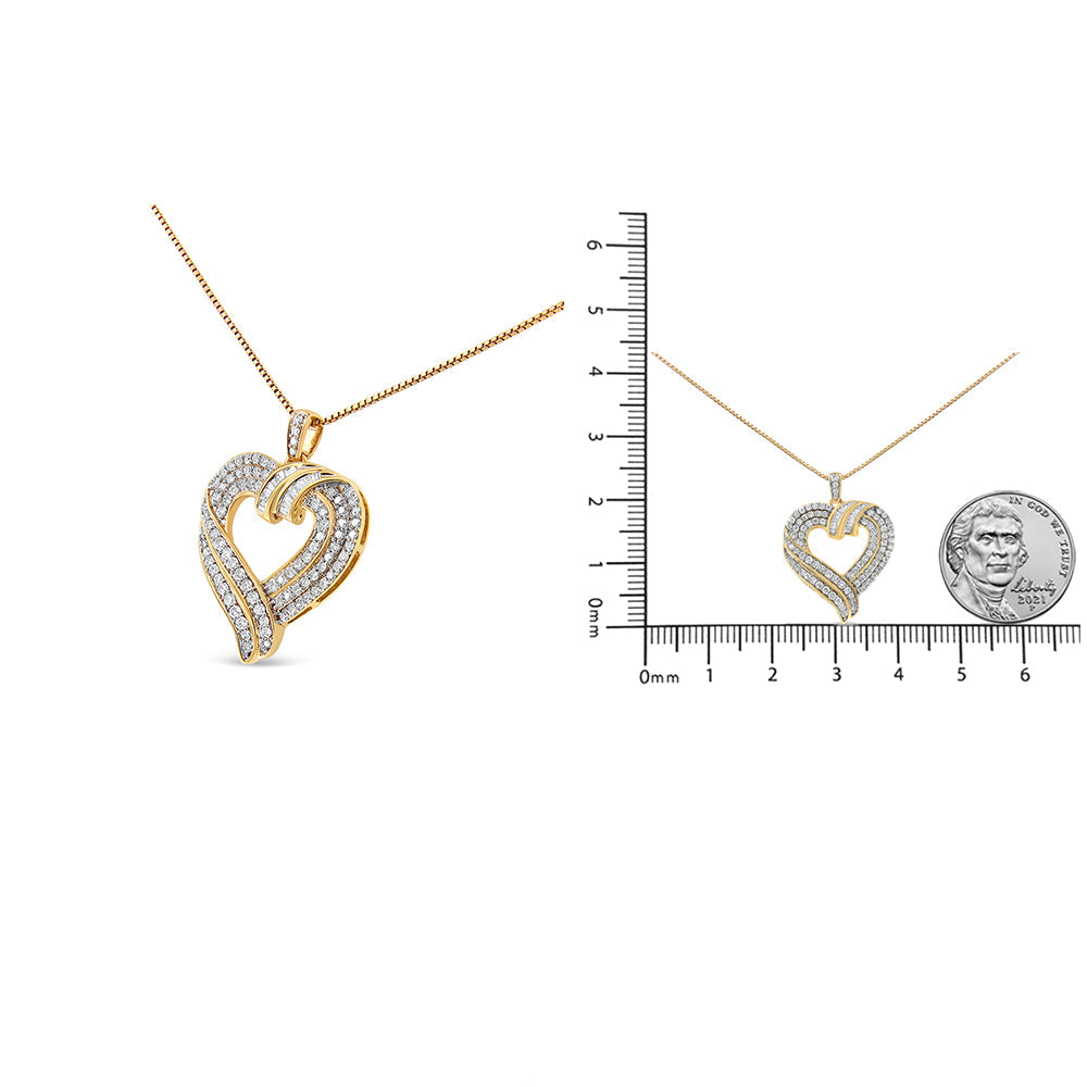 .925 Sterling Silver 1.00 Cttw Baguette Diamond Composite Open Heart 18" Inch Pendant Necklace (I-J Color, I1-I2 Clarity) by Haus of Brilliance