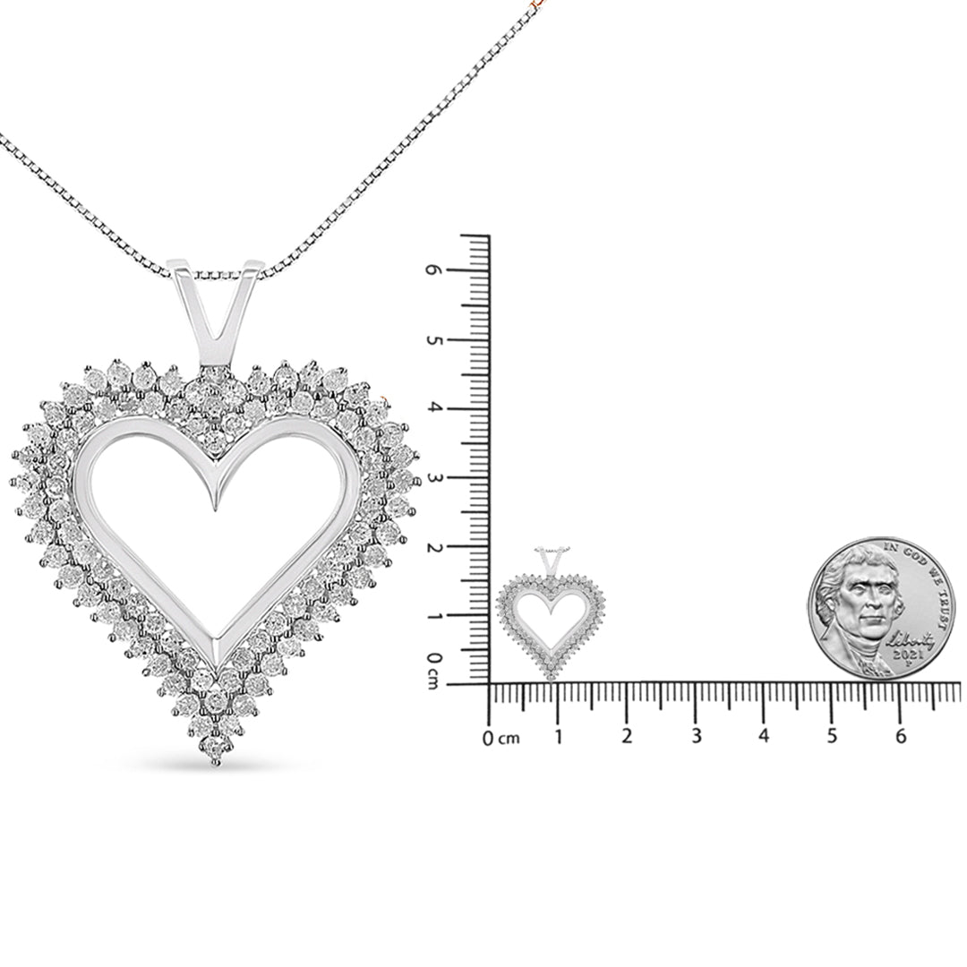 .925 Sterling Silver Diamond Heart 18" Pendant Necklace (I-J Color, I2-I3 Clarity) by Haus of Brilliance