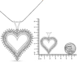 .925 Sterling Silver Diamond Heart 18" Pendant Necklace (I-J Color, I2-I3 Clarity) by Haus of Brilliance