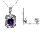 .925 Sterling Silver Purple Amethyst and Diamond Accent Art Deco Style 18" Pendant Necklace (I-J Color, I1-I2 Clarity) by Haus of Brilliance