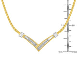 10K Yellow and White Gold 1/2 Cttw Princess Cut Diamond Channel-Set “V” Shape 18" Franco Chain Necklace (H-I Color, SI2-I1 Clarity) by Haus of Brilliance