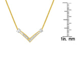 14K Yellow and White Gold 1/4 Cttw Princess Cut Diamond Channel-Set “V” Shape 18" Pendant Necklace (H-I Color, SI2-I1 Clarity) by Haus of Brilliance