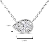 14K White Gold 1/4 Cttw Round Diamond Composite Teardrop Shape 18" Pendant Necklace - (G-H Color, SI2-I1 Clarity) by Haus of Brilliance