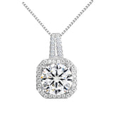 Two Carat Halo Cubic Zirconia Pendant Necklace by Hollywood Sensation®