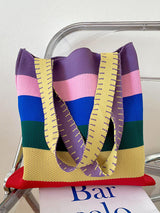 Original Weave Contrast Color Rainbow Striped Bags Accessories by migunica