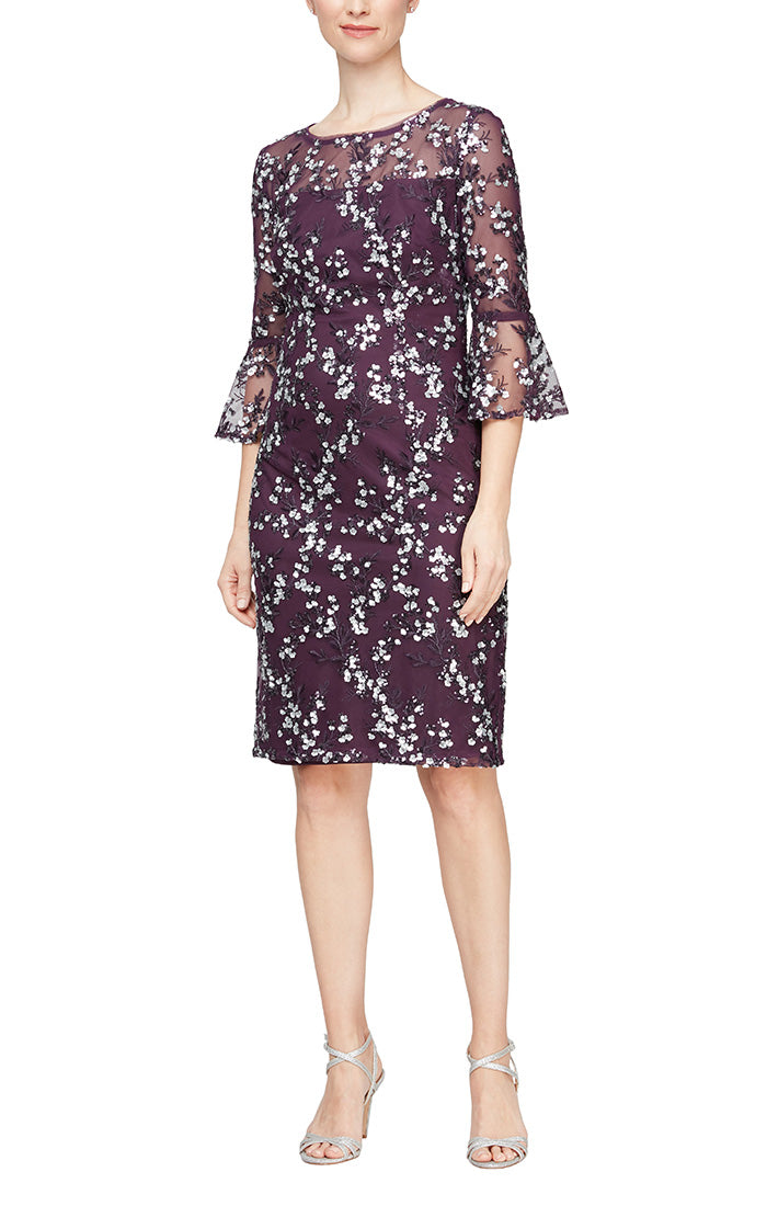 Alex Evenings Embroidered Sequin Lace Sheath Dress by Curated Brands