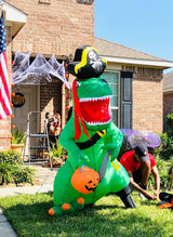 7 FT Tall Halloween Inflatable Outdoor Pirate Dinosaur, Blow Up Yard Decoration by Js House - Vysn