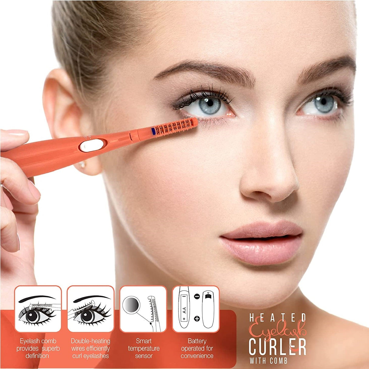 Heated Eyelash Curler With Comb, Provides Long Lasting Curl In Seconds by Pursonic