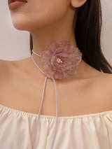 Flower Shape Gauze Dainty Necklace Necklaces Accessories by migunica