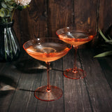 The Wine Savant Champagne Coupes 12oz Colorful Champagne Glasses, Prosecco, Mimosa Glasses Set, Cocktail Glass Set, Bar Glassware Luster Glasses (2, Orange) by The Wine Savant