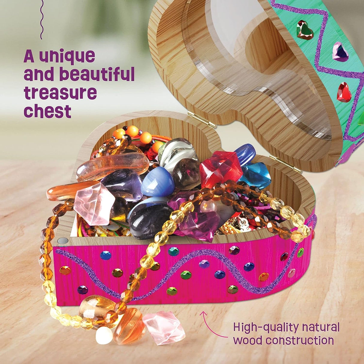 Paint Your Own Wooden Kids Heart Treasure Box Kit by Surreal Brands