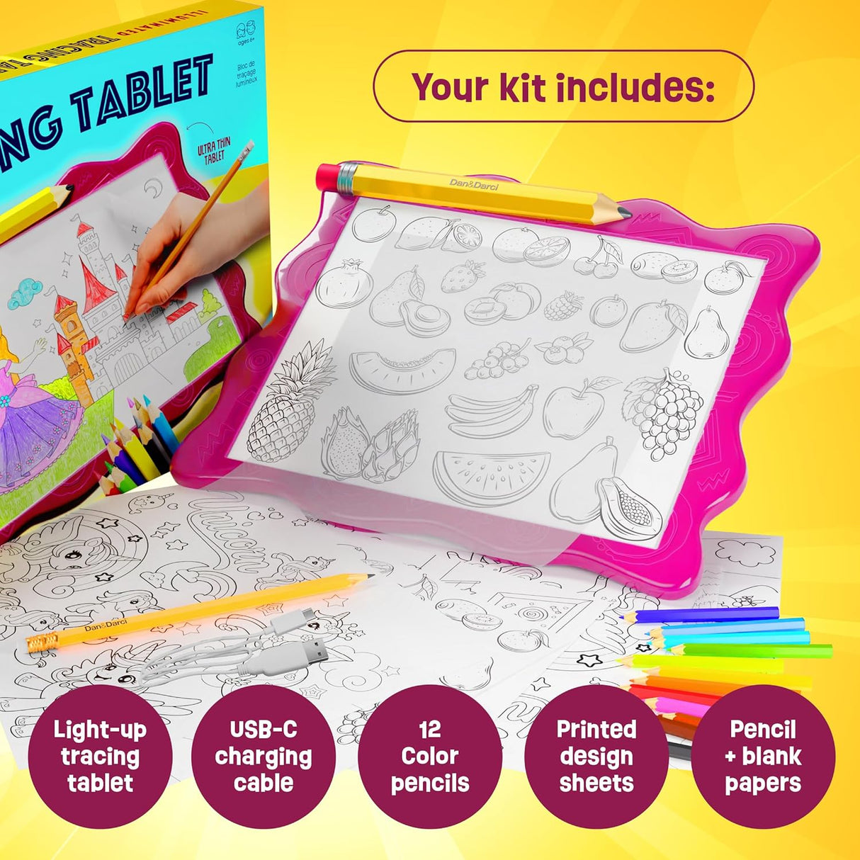 Dan&Darci Light Up Tracing Pad for Kids by Surreal Brands