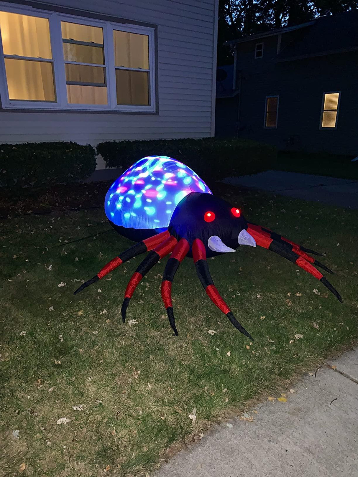 4 FT Width Halloween Inflatable Outdoor Red Legged Spider with Magic Light by Js House - Vysn