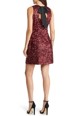 Sam Edelman jewel neck sleeveless bodycon tie back sequined dress by Curated Brands