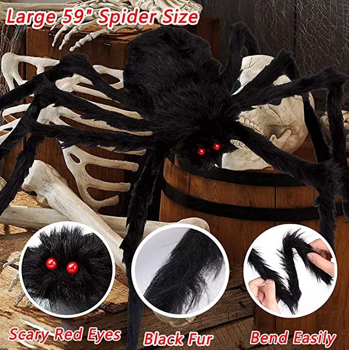 Giant Spider Web Set for Halloween Decorations Outdoor with 59" Large Spider 275" #ns23 _mkpt4 by Js House - Vysn