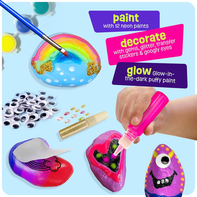 Kids Rock Painting Kit - Glow in The Dark - Arts & Crafts Gifts for Boys and Girls Ages 4-12 by Surreal Brands