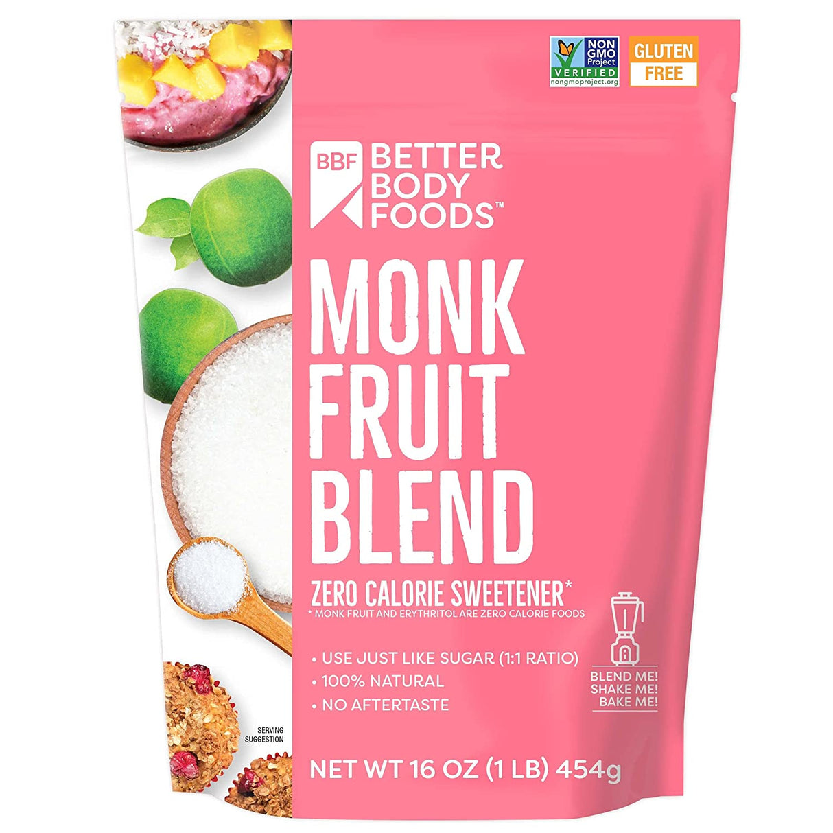 ✅BetterBody Foods Monk Fruit Sweetener Blend, Sugar Substitute, 1 lb, 16 Oz by Js House