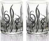 Octopus Tentacle Whiskey Glassware | Set of 2 | 9 OZ Handmade Craft Beer, Cocktail, Water, Bar Rock Glass - Kraken Tumbler Gift Set, Old Fashioned Rocks Glasses, Antique Design Extraordinary Detail by The Wine Savant