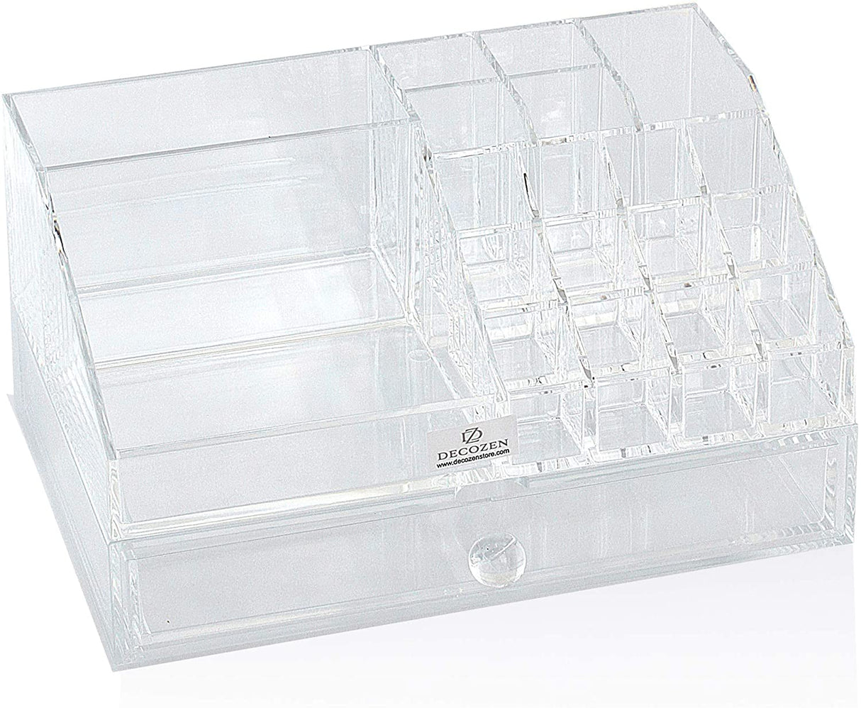 Clear Makeup Organizers - 19 Slots and 1 Drawer by Decozen