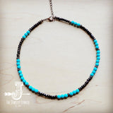 Blue Turquoise, Wood and Copper Beads Collar Necklace 230g by The Jewelry Junkie