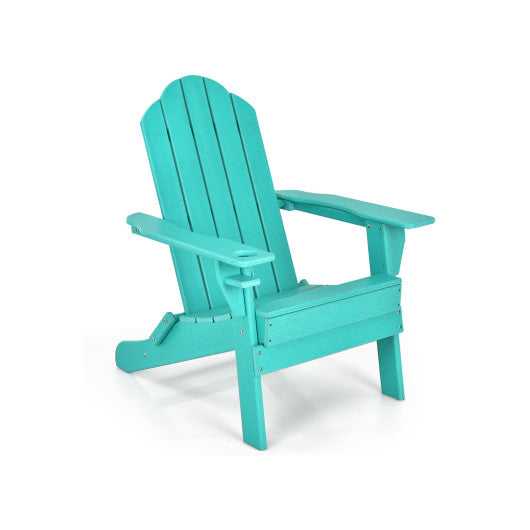 Foldable Weather Resistant Patio Chair with Built-in Cup Holder-Turquoise