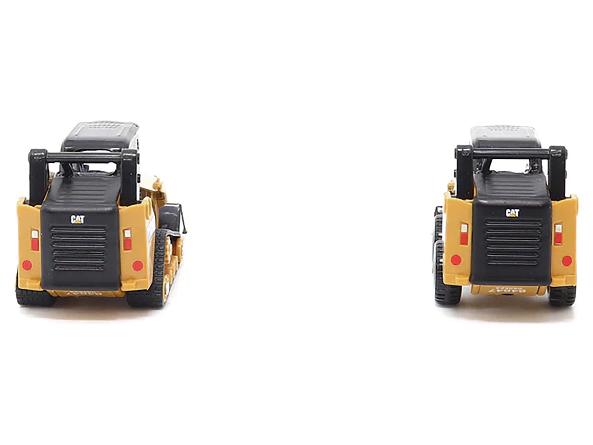 CAT Caterpillar 272D2 Skid Steer Loader Yellow and CAT Caterpillar 297D2 Compact Track Loader Yellow Set of 2 pieces 1/64 Diecast Models by Diecast Masters