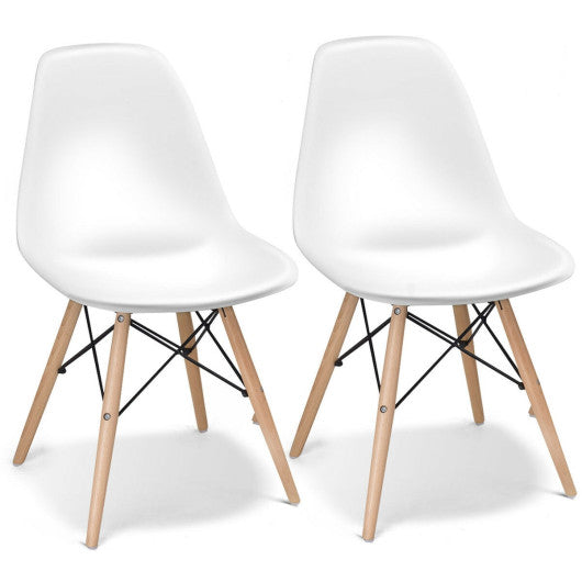 Set of 2 Mid-Century Modern DSW Dining Side Chair-White