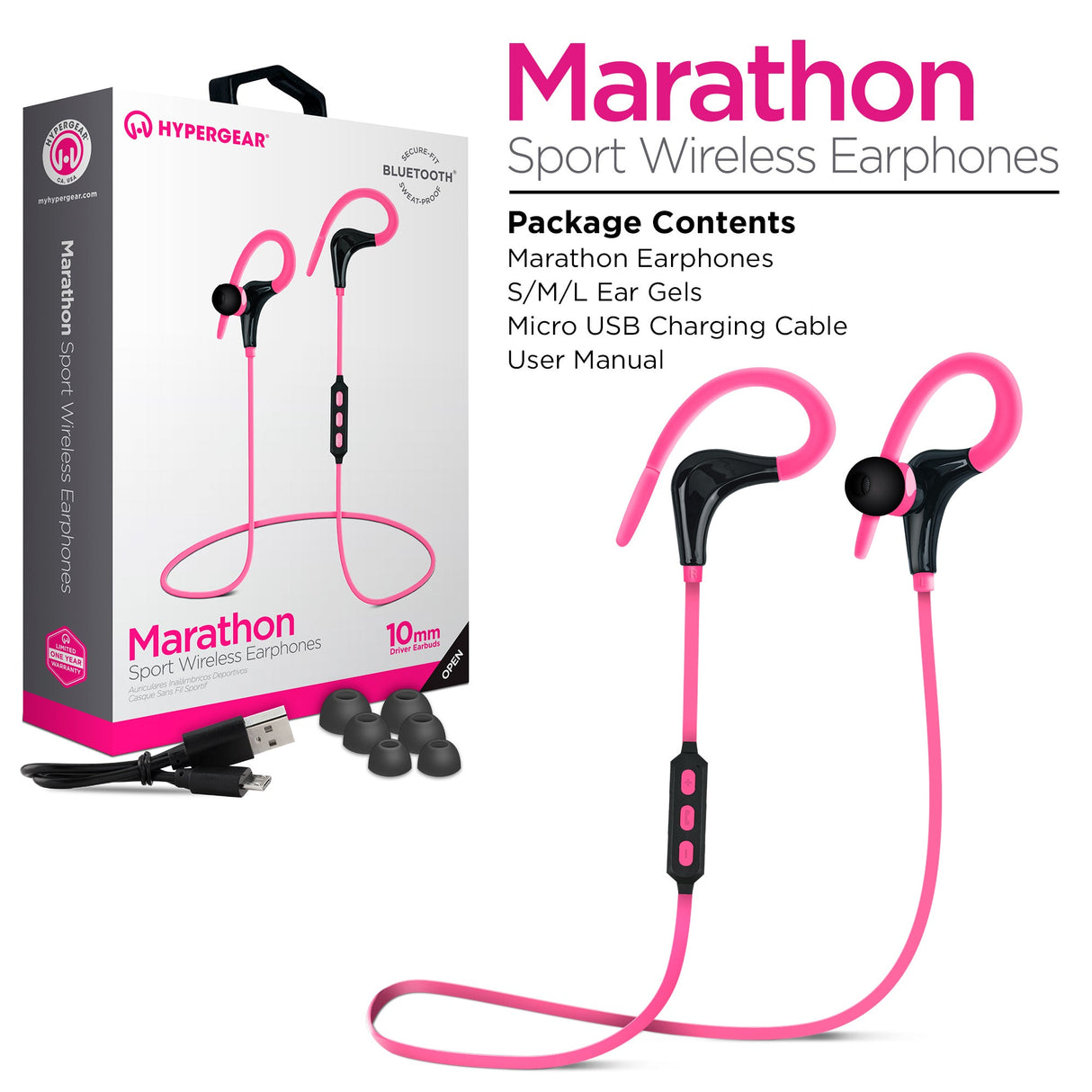 HyperGear Marathon Sport Wireless Bluetooth Earphones (MARPHONES-PRNT) by Jupiter Gear