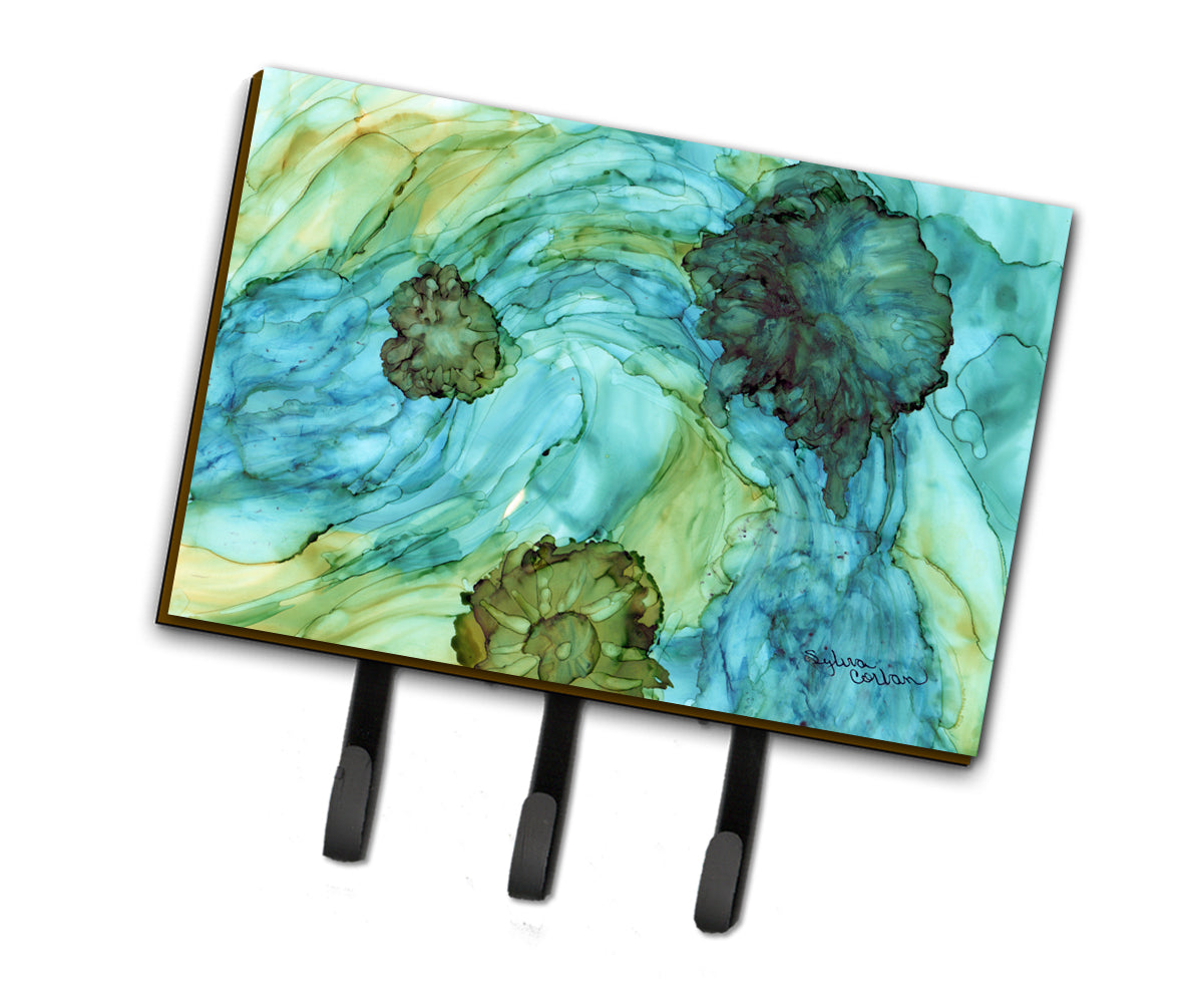 Abstract in Teal Flowers Leash or Key Holder 8952TH68 by Caroline's Treasures