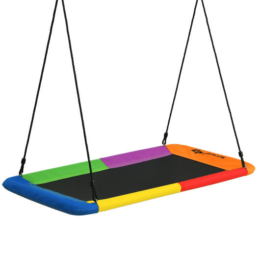 60 Inches Platform Tree Swing Outdoor with  2 Hanging Straps-Multicolor