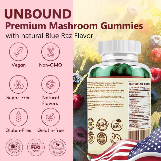 Unbound Reishi Mane Mushroom Gummies by Live Unbound