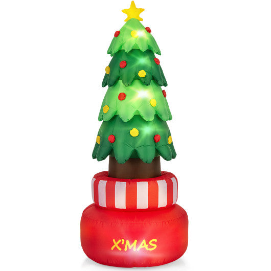 8 Feet Inflatable Rotating Xmas Tree with Built-in LED Lights and Water Bags