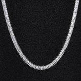 8mm Baguette Cut CZ Diamond Tennis Chain in White Gold by Bling Proud | Urban Jewelry Online Store