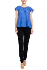 Counterparts Scoop Neck Cap Sleeve Ruched Rayon Top by Curated Brands