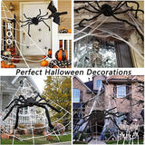 Giant Spider Web Set for Halloween Decorations Outdoor with 59" Large Spider 275" #ns23 _mkpt4 by Js House - Vysn