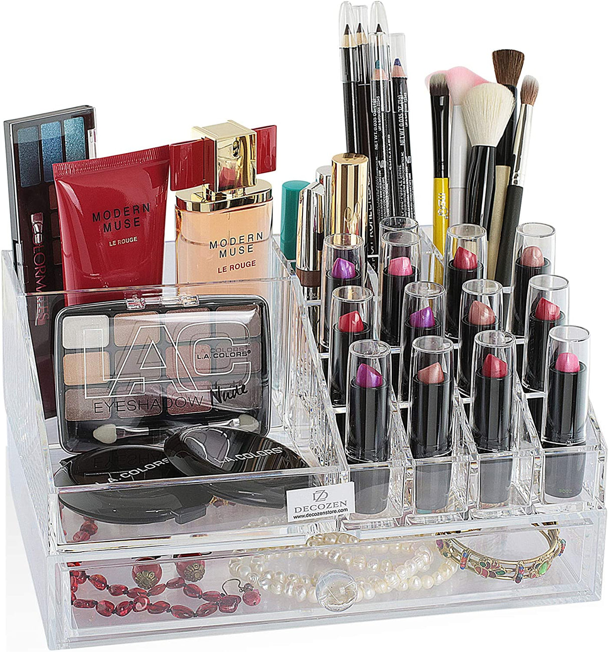 Clear Makeup Organizers - 19 Slots and 1 Drawer by Decozen