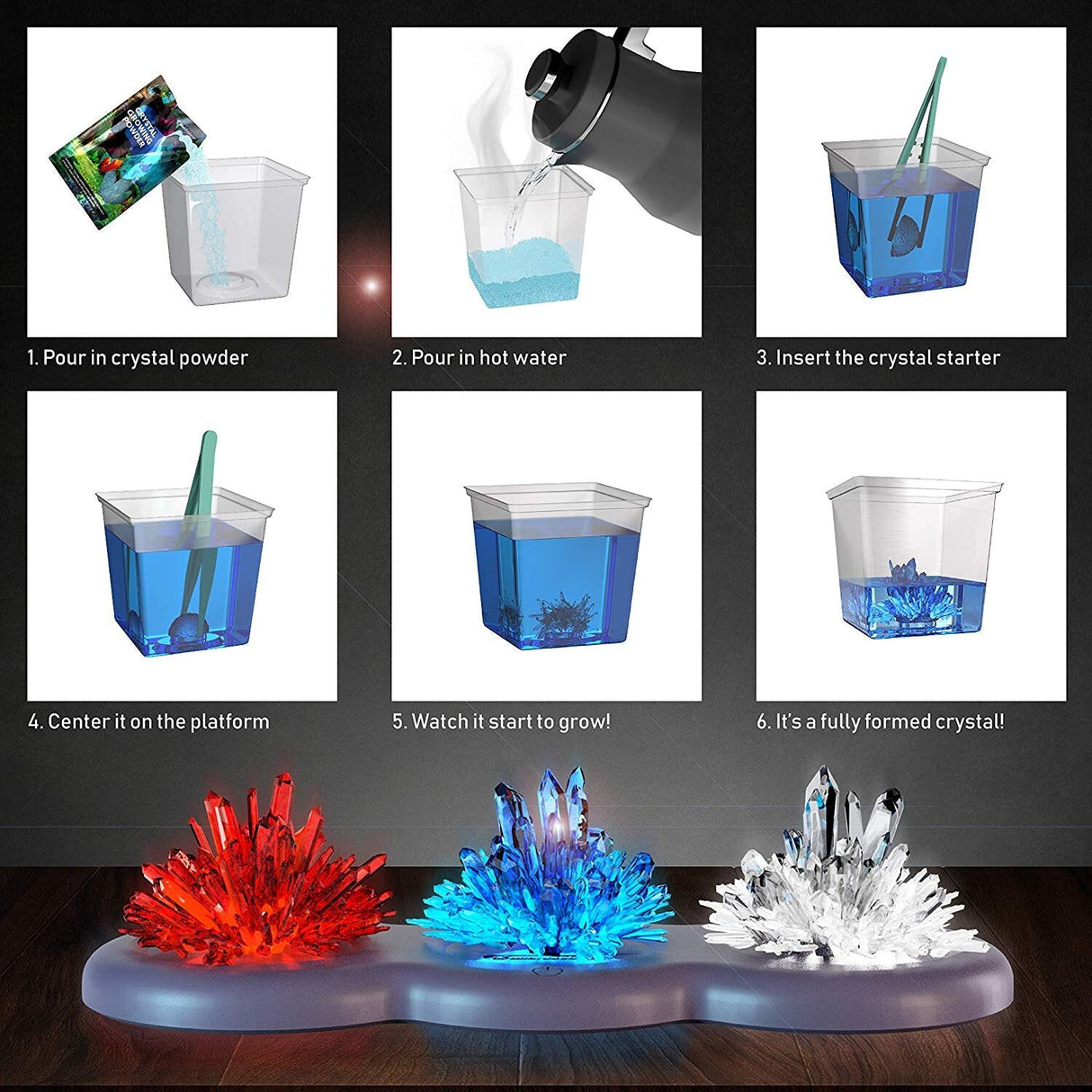 LIGHT-UP CRYSTAL GROWING KIT FOR KIDS by Surreal Brands