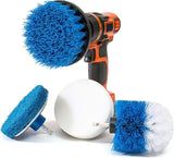 RevoClean 4 Piece Scrub Brush Power Drill Attachments-All Purpose Time Saving Kit-Perfect for Cleaning Grout, Tile, Counter, Shower, Grill, Floor, Kitchen, Blue & White by TubShroom.com