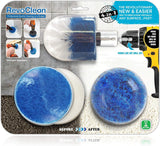 RevoClean 4 Piece Scrub Brush Power Drill Attachments-All Purpose Time Saving Kit-Perfect for Cleaning Grout, Tile, Counter, Shower, Grill, Floor, Kitchen, Blue & White by TubShroom.com