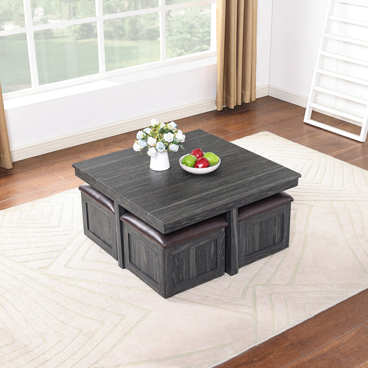 Coffee Table with 4 Storage Stools by Blak Hom