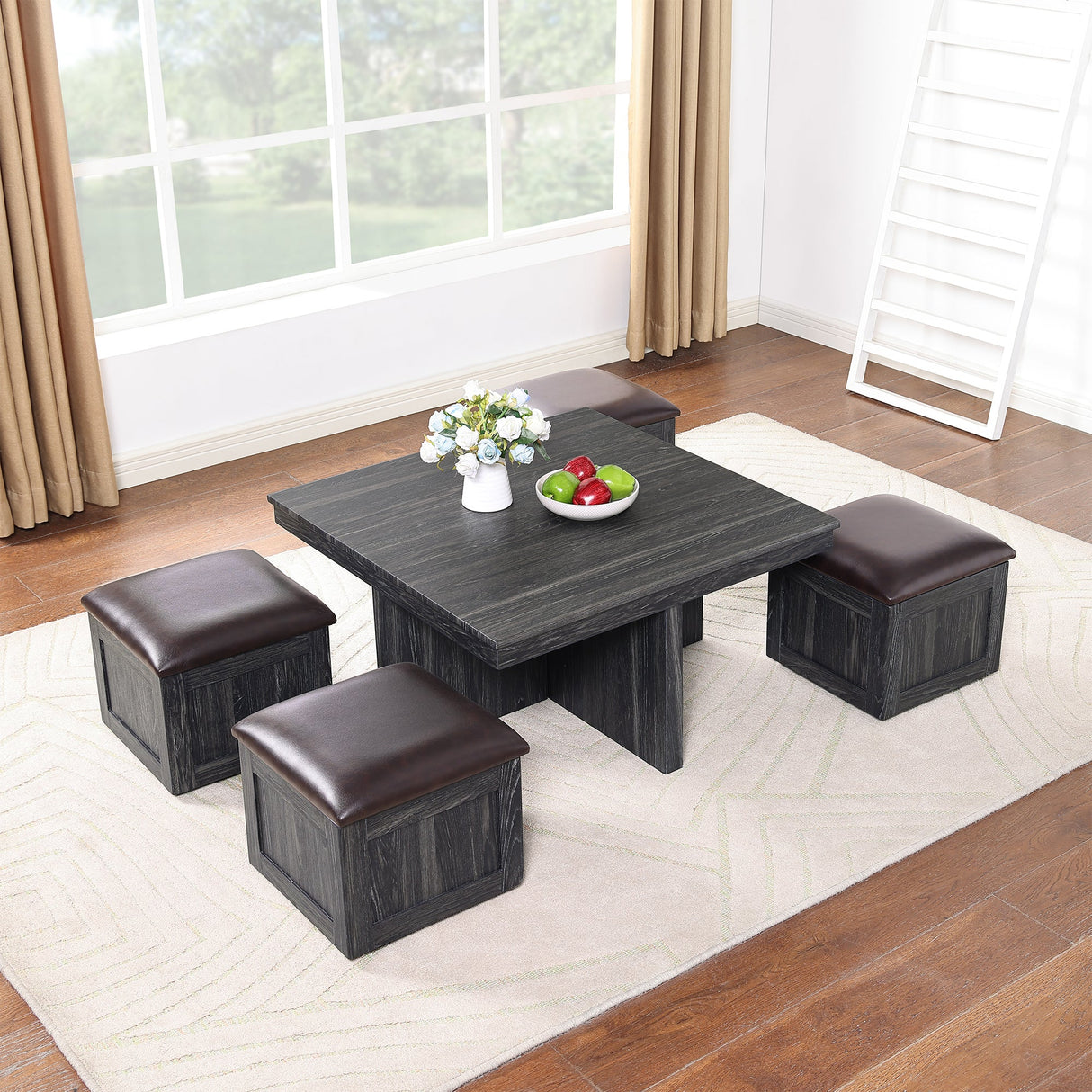 Coffee Table with 4 Storage Stools by Blak Hom