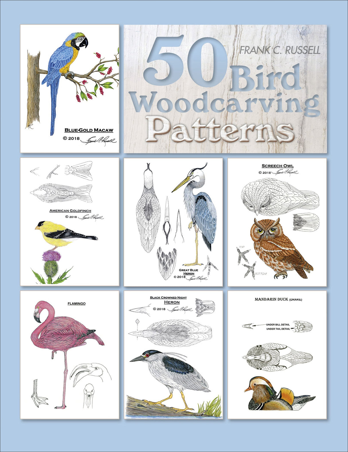 50 Bird Woodcarving Patterns by Schiffer Publishing