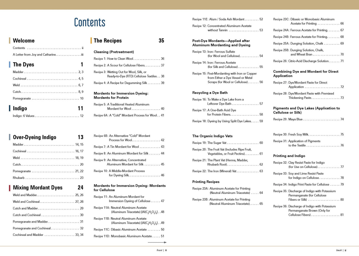 The Studio Formulas Set for The Art and Science of Natural Dyes by Schiffer Publishing