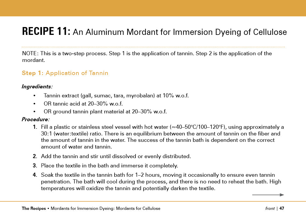 The Studio Formulas Set for The Art and Science of Natural Dyes by Schiffer Publishing